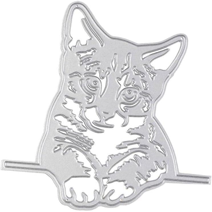Cute Cat Die Cut for Card Making, Animal Metal Cutting Dies Congratulations Die Cuts Happy Birthday Embossing Stencils Template for DIY Scrap-Booking Decor Wedding Birthday Blessing Card