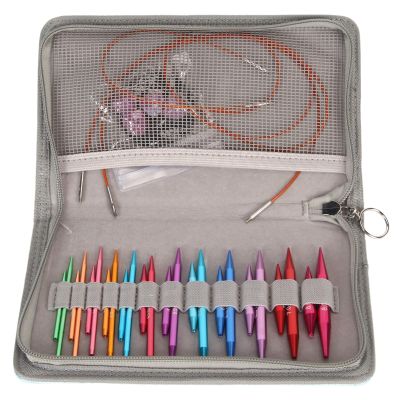 Circular Knitting Needle Set 3 to 8mm Interchangeable Assorted Colors with Storage Bag Bamboo Needles Set, Wooden Colorful Plastic Tube, Small Tools
