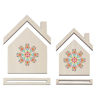 SUPERFINDINGS 2Size Wooden Embroidery Frames Embroidery Frame 4.1 5.8 Inch House Wooden Embroidery Display Frame Suitable for Finished Cross Stitch Embroidery Frames DIY Crafts Sewing Decorations