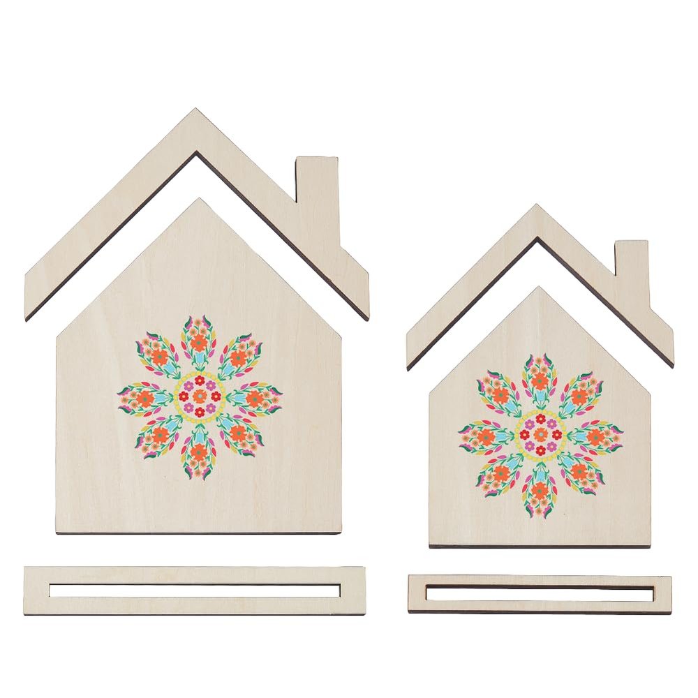 SUPERFINDINGS 2Size Wooden Embroidery Frames Embroidery Frame 4.1 5.8 Inch House Wooden Embroidery Display Frame Suitable for Finished Cross Stitch Embroidery Frames DIY Crafts Sewing Decorations