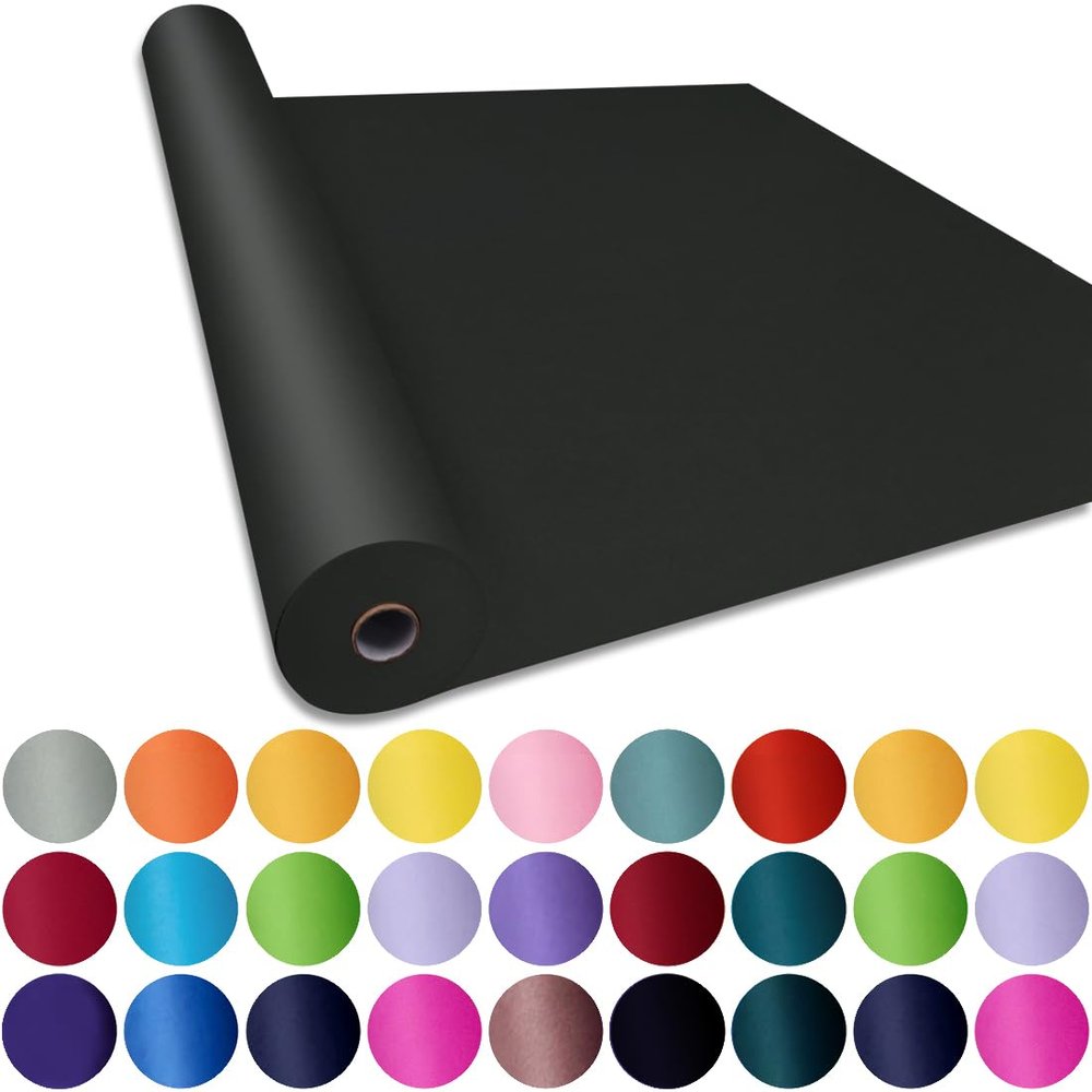 SMART&CASUAL 36" x 2,520" (210') Black Kraft Craft Paper Roll for Gift Wrapping Bulletin Board Bouquet Flower Kids Art Packing Parcel Table Covering 80GSM 55LB (Black, 36" x 210')