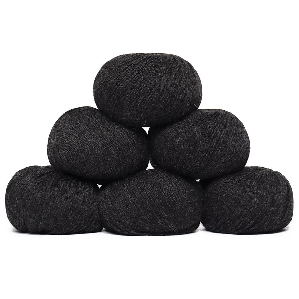 100% Baby Alpaca Yarn Wool Set of 6 Skeins (300 Grams) DK Weight - Made in Peru - Heavenly Soft and Perfect for Knitting and Crocheting (Charcoal Gray, DK - 6 Skeins)