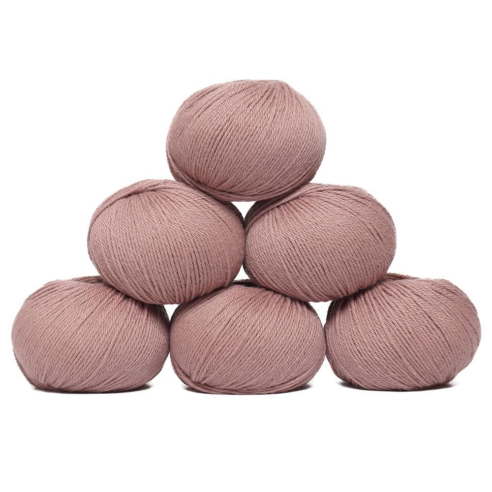 100% Baby Alpaca Yarn Wool Set of 6 Skeins (300 Grams) DK Weight - Made in Peru - Heavenly Soft and Perfect for Knitting and Crocheting (Antique Rose, DK - 6 Skeins)