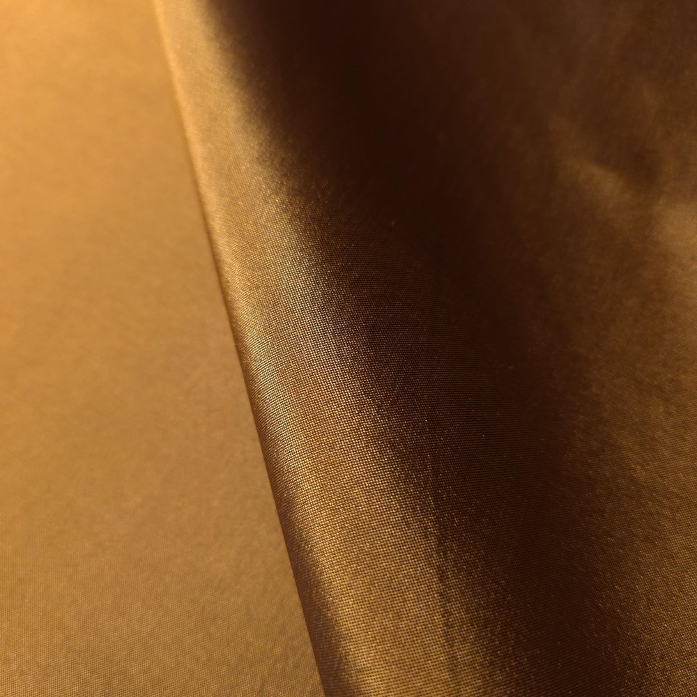 Muse Fabric Iridescent Polyester Taffeta Fabric - Bronze Gold with Black Undertones - 58 Inch by The Yard Wide for Drapery and Formal Wear