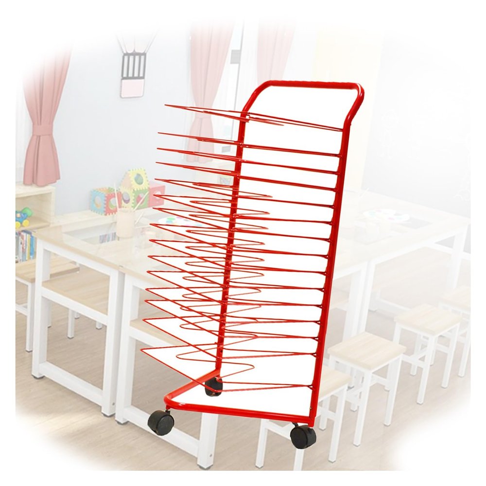 KIYILIHI Art Drying Rack,16 Shelves Portable Mobile Artwork Stack, Space Saving Art Drying Rack,Ideal for Schools Art Preschool Classroom Studio Art Clubs