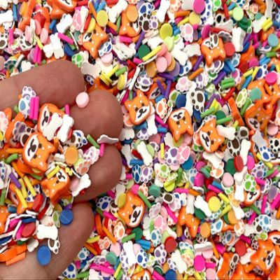 Polymer Clay, Dog Fake Sprinkles Mix, Paw, Bone Fimo Slices, Cute Supplies for Resin, Slime, 15 Gram Bag