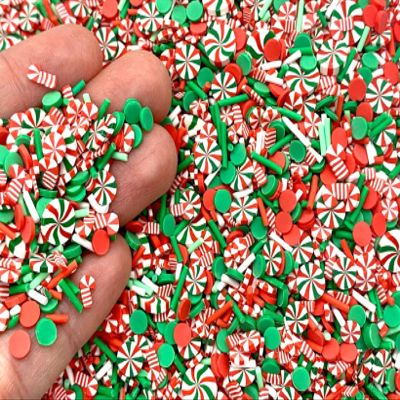 Christmas Polymer Clay, Christmas Candy Confetti Mix, Polymer Clay Fake Sprinkles,Shaker Filler, Resin Inclusions, 15 Gram Bag