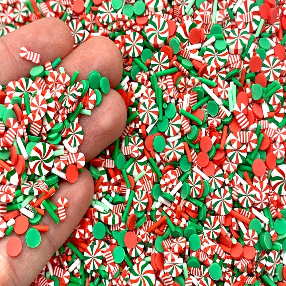 Christmas Polymer Clay, Christmas Candy Confetti Mix, Polymer Clay Fake Sprinkles,Shaker Filler, Resin Inclusions, 15 Gram Bag