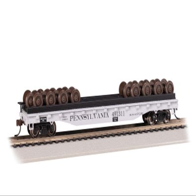 Bachmann Trains - 52' Wheel FLATCAR with Wheel Load - PRR #491311 - HO Scale