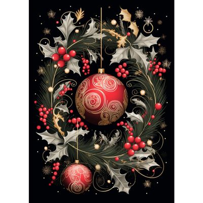 Merry Christmas Red Berry DIY 5D Diamond Art Paint with Full Drill Round Diamond Gems Painting by Number Kits for Adults Art Craft Home Wall Decoration 11.8x15.8inch(1)
