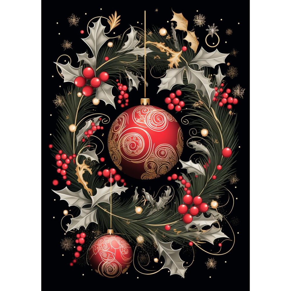 Merry Christmas Red Berry DIY 5D Diamond Art Paint with Full Drill Round Diamond Gems Painting by Number Kits for Adults Art Craft Home Wall Decoration 11.8x15.8inch(1)