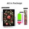 Merry Christmas Red Berry DIY 5D Diamond Art Paint with Full Drill Round Diamond Gems Painting by Number Kits for Adults Art Craft Home Wall Decoration 11.8x15.8inch(1) view 2