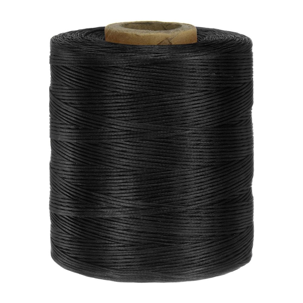 uxcell 210D 1mm Flat Waxed Thread 766 Yards Polyester Leather Sewing Waxed String Hand Stitching Waxed Cord for Leather Stitching Sewing Bookbinding DIY Craft Black