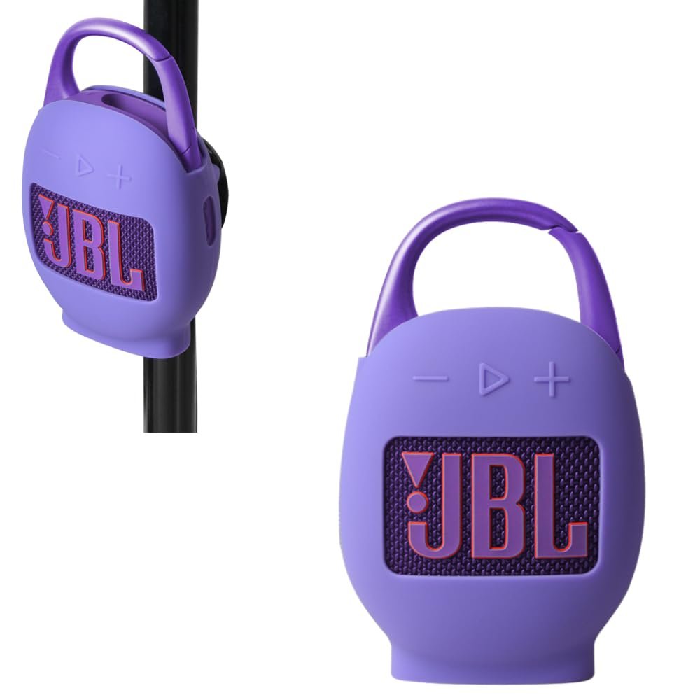 Hermitshell Silicone Carrying Case Replacement for JBL Clip 5 Portable Bluetooth Speaker (Purple)