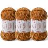 3x100g Fluffy Velvet Chenille Yarn for Crocheting and Knitting, 3x87.4yd Baby Yarn for Crocheting Soft, Crochet Chunky Yarns Amigurumi YarnsBrown view 1