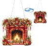 DoxQcs DIY Dot Diamond Pendant for Adults, Christmas Creative Diamond Art Painting Window Pendant Ornaments for Home Office Decor (Double-Sided Pattern Single-Sided Diamond)-#06-Fireplace view 1