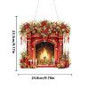 DoxQcs DIY Dot Diamond Pendant for Adults, Christmas Creative Diamond Art Painting Window Pendant Ornaments for Home Office Decor (Double-Sided Pattern Single-Sided Diamond)-#06-Fireplace view 2