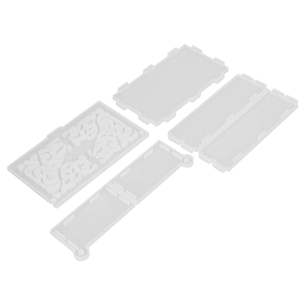 4pcs Resin Storage Box DIY Production Patterned Hollow Hinged Lid Organizer Reusable Silicone Box for DIY Crafts