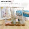 4pcs Resin Storage Box DIY Production Patterned Hollow Hinged Lid Organizer Reusable Silicone Box for DIY Crafts view 4