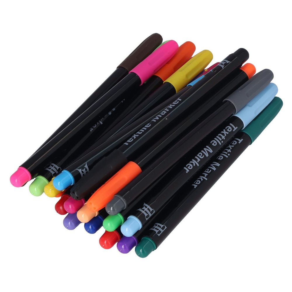 20 Pcs Fabric Markers Smoother Writing Painting Bright Colors Marking Pen Set for Adults Students DIY Fabric Shoes Bags