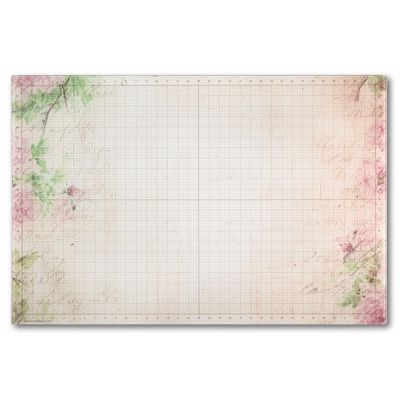 GLASSBOARD STUDIO Glass Craft Mat - Magnetic, Heat & Scratch Resistant - For Crafting, Cutting, Painting, Mixed Media Artwork - Grid Lines, Non-Slip Rubber Feet (Vintage Floral 24"L x 36"W)