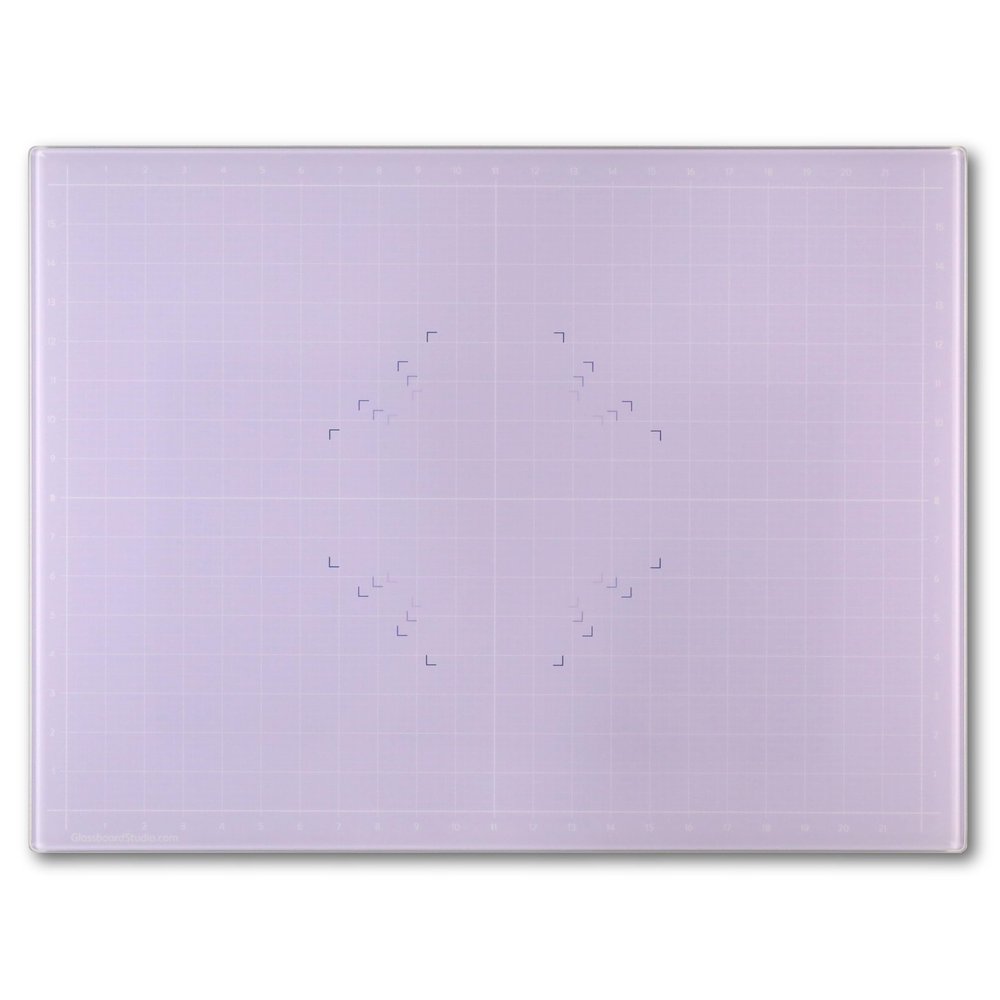 GLASSBOARD STUDIO Glass Craft Mat - Magnetic, Heat & Scratch Resistant - For Crafting, Cutting, Painting, Mixed Media Artwork - Grid Lines, Non-Slip Rubber Feet (Meadow Lilac 18"L x 24"W)