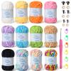 12 Pack 590 (yd) Chunky Chenille Yarn for Crocheting and Hand Knitting with Black Red White Green Yellow Rainbow Plush Velvet YarnBaby Blanket Yarn for Crocheting Soft Amigurumi Yarn view 1