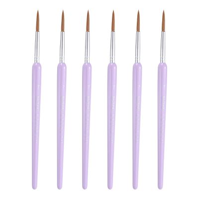 HARFINGTON 6pcs Detail Paint Brushes 24mm Pointed Tip Nylon Hair Miniature Painting Brush for Watercolor Oil Acrylic Painting(7#), Purple