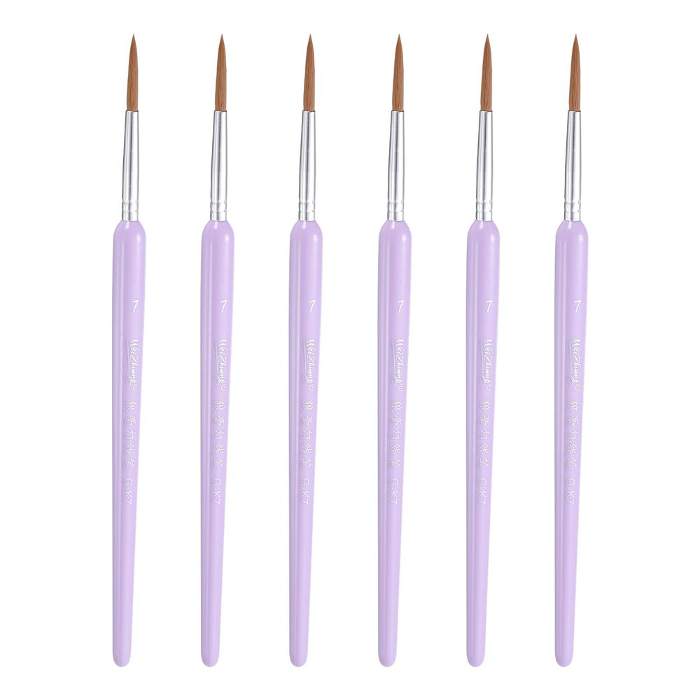 HARFINGTON 6pcs Detail Paint Brushes 24mm Pointed Tip Nylon Hair Miniature Painting Brush for Watercolor Oil Acrylic Painting(7#), Purple