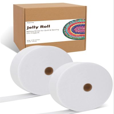 2 Roll Jelly Roll Fabrics for Quilting, 100 Yards 2 1/4 Inch Cotton Blend Batting for Jelly Roll Rugs, Throw Rugs, Braided Rug, Purses (100 Yards - 2 1/4 Inch)