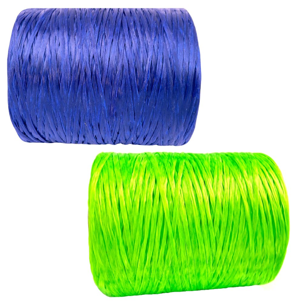 Pack of 2 Kulay Artificial Deer Sinew Waxed Flat Polyester Thread for Beading, Leather, Tie-dye Crafts and Sewing, Royal Blue & Neon Green Sinue (5-Ply, 300 Yards or 900 Feet)