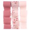 Beadthoven 16.41 Yards Chiffon Silk Ribbon for Gift Wrapping 1-5/8 Rustic Pink Frayed Fringe Chiffon Mixed Color Fabric Ribbon for Wedding Invitations Christmas Wreath Party Favor Bridal Shower view 1