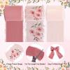 Beadthoven 16.41 Yards Chiffon Silk Ribbon for Gift Wrapping 1-5/8 Rustic Pink Frayed Fringe Chiffon Mixed Color Fabric Ribbon for Wedding Invitations Christmas Wreath Party Favor Bridal Shower view 2