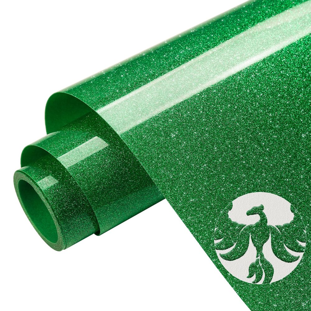 TransWonder Green Puff-Glitter-Vinyl-Heat-Transfer 3D Puff Vinyl Puff Heat Transfer Vinyl - 12x6ft. Puff Glitter Vinyl Heat Transfer Puff Iron on Vinyl for Cricut T Shirts (Green)