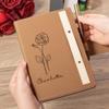 Personalized Journals for Women Custom Notebook Pen Set with Name Birth Flower Leather Journals for Women Birth Flower Journal Engraved Leather Notebook Journal Birth Flower Gifts Teacher Gifts view 2