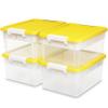 Citylife 17 QT Plastic Storage Box with Building Baseplate Lid and Removable Tray Craft Organizers and Storage Clear Storage Container for Organizing Bead, Tool, Sewing, Yellow-4 Packs view 1