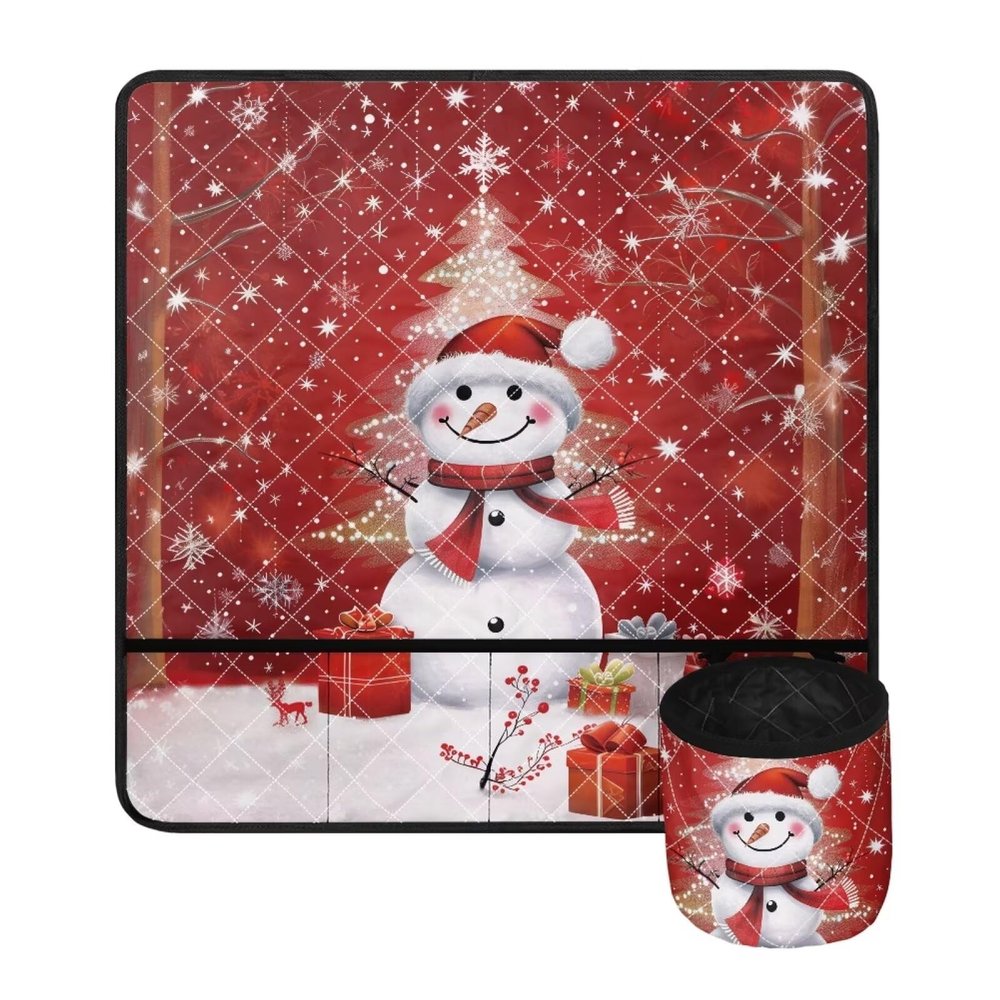 Eheartsgir Christmas Snowmen Portable Sewing Machine Pad for Table with Pockets to Keep Sewing Accessories Waterproof Durable Premium Fabric Overlocker Serger Scrap Trim Catcher and Pad