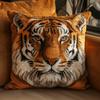 DIY Latch Hook Kits Tiger Animal Latch Hook Cushion Kits Tiger Head Latch Hook Cushion Kit, DIY Pillow Cover Making Craft Printed Canvas for Beginners Embroidery Crafting Pillow 43x43cm view 1