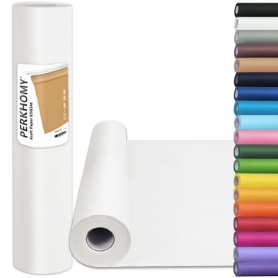 PerkHomy Craft Paper Roll 17.5" x 1,200" (100') White Kraft Easel Paper for Kids Gift Wrapping Bulletin Board Art Bouquet Flower Packing Moving Shipping Floor Covering Table (White, 17.5" x 100')