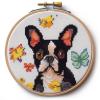 Boston Terrier & Butterfly Cross Stitch Kits with Hoop Easy Pattern Stamped Cross-Stitch Supplies Needlework DIY 11CT 2 Strands Cotton Thread Printed Canvas DIY Needlepoint Kits 3535cm (sg78) view 1