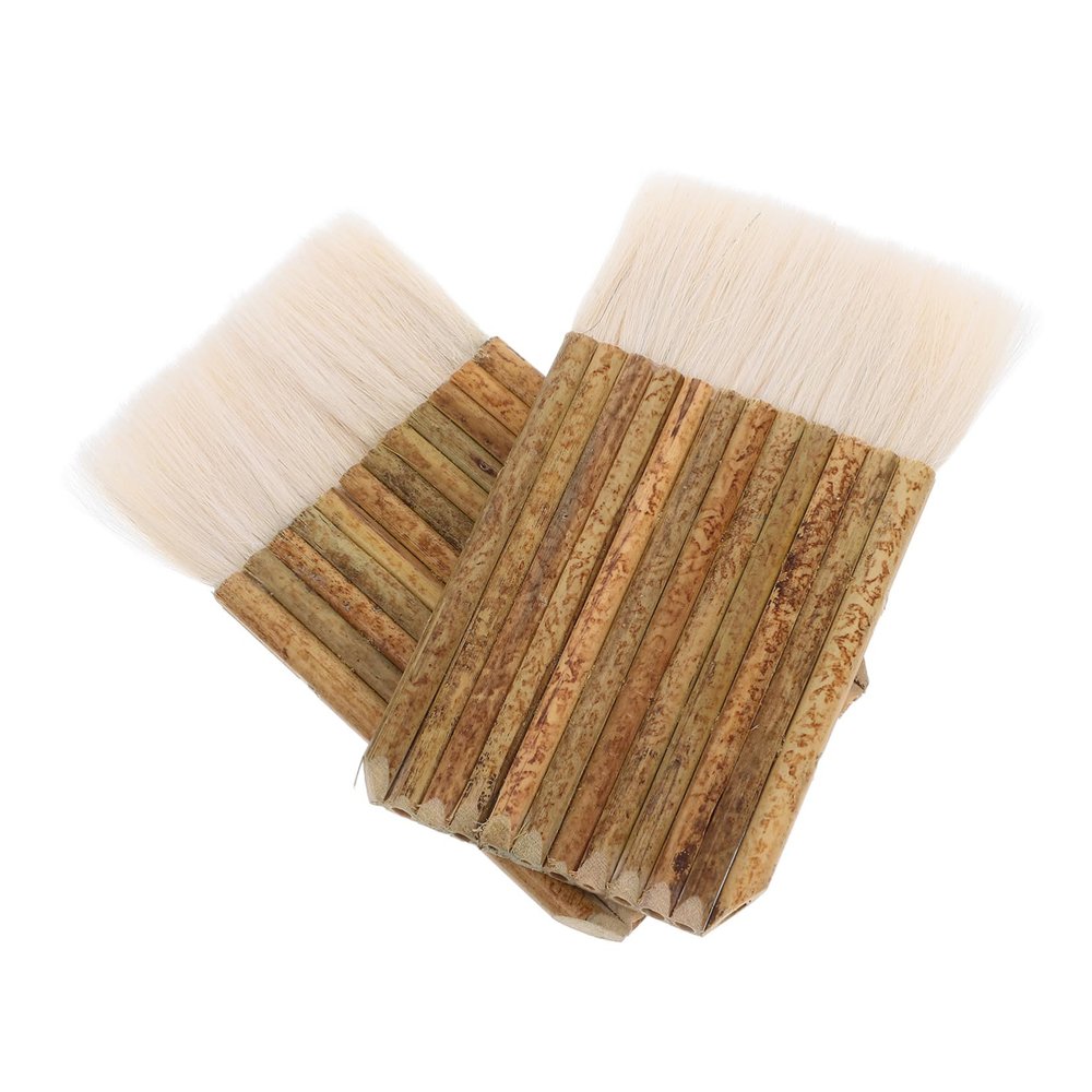 BCOATH 2pcs Painting Brushes Hake Brushes Bamboo Handles for Watercolor Oil Acrylic Pottery Glazing and Art Projects