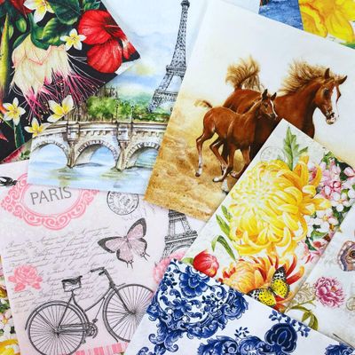 Keep Unique Mystery Pack Decoupage Paper Napkins, 20-ct Assorted Surprise Napkins, Decorative Napkins Random For Art Craft Junk Journal, 20 Different Designs