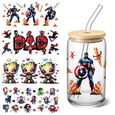 4 Sheets UV DTF Cup Wraps Transfer Stickers for Glass, Halloween Christmas Cartoon Cup Wraps Decal Stickers for Tumbler Cups (B)