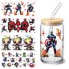 4 Sheets UV DTF Cup Wraps Transfer Stickers for Glass, Halloween Christmas Cartoon Cup Wraps Decal Stickers for Tumbler Cups (B) view 1
