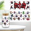 4 Sheets UV DTF Cup Wraps Transfer Stickers for Glass, Halloween Christmas Cartoon Cup Wraps Decal Stickers for Tumbler Cups (B) view 4