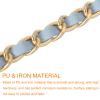 uxcell Purse Chain Strap, 24" Leather Iron Flat Chain Strap Handbag Chains Purse Straps with Buckles for Shoulder Bags Replacement Strap (Sky Blue Strap + Gold Chain) view 4