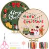 TINDTOP Embroidery Kit for Adult, Owl Embroidery Kit for Beginners Include Embroidery Cloth Hoops Threads for Craft Lover Hand Stitch with Embroidery Skill Techniques (Christmas) view 1