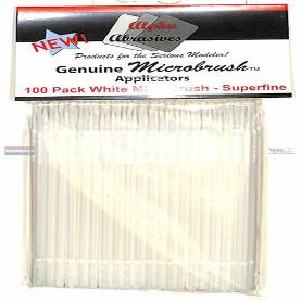 Alpha Abrasives Sprue Brothers Microbrush Applicators - White - Superfine - 100 Pack, APA1353
