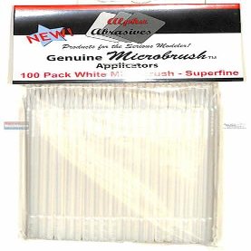 Alpha Abrasives Sprue Brothers Microbrush Applicators - White - Superfine - 100 Pack, APA1353