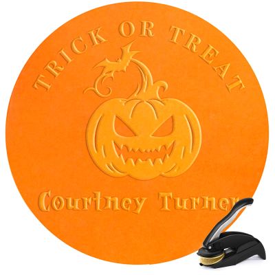 Custom Halloween Library Embosser | Personalized Pumpkin Book Embosser | Personal Witch Spider Stamp | Seal Trick or Treat (Halloween)